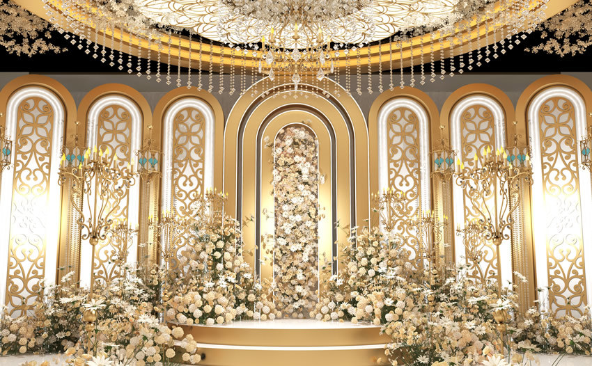 梓潼香槟色调婚礼堂效果展示